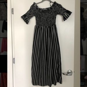 Black and white striped dress
